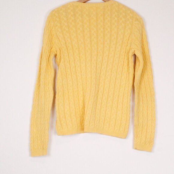 VINTAGE cotton yellow v-neck cable knit summer spring sweater - Picture 2 of 2